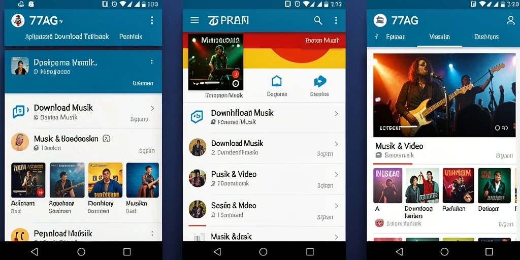 Tampilan antarmuka aplikasi Download Musik 77AG yang sederhana dan menarik.