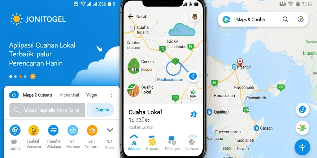 Tampilan antarmuka aplikasi JONITOGEL dengan informasi cuaca lokal.