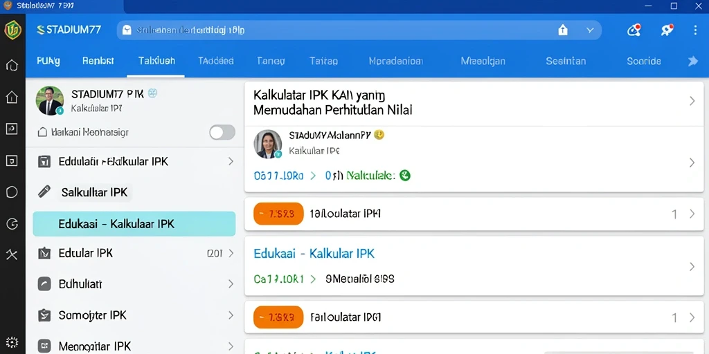 Antarmuka STADIUM77 yang mudah digunakan untuk kalkulasi IPK.
