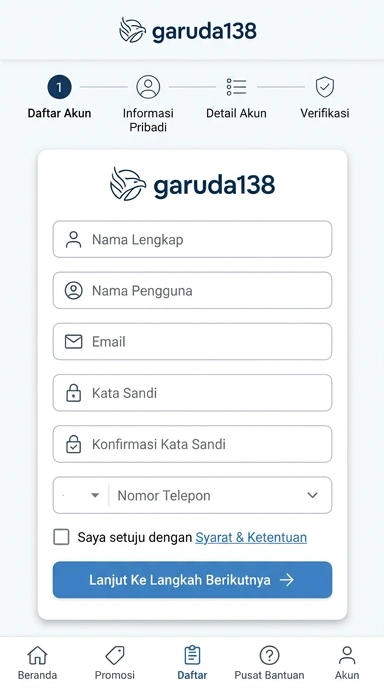 Cara Mudah Registrasi Akun garuda138 untuk Pengguna Android